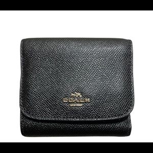 Coach Small Snap Black Leather Wallet